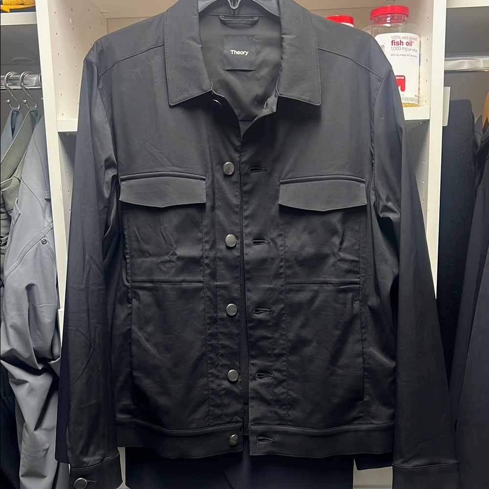 Theory Black Lightweight Trucker Shirt Jacket